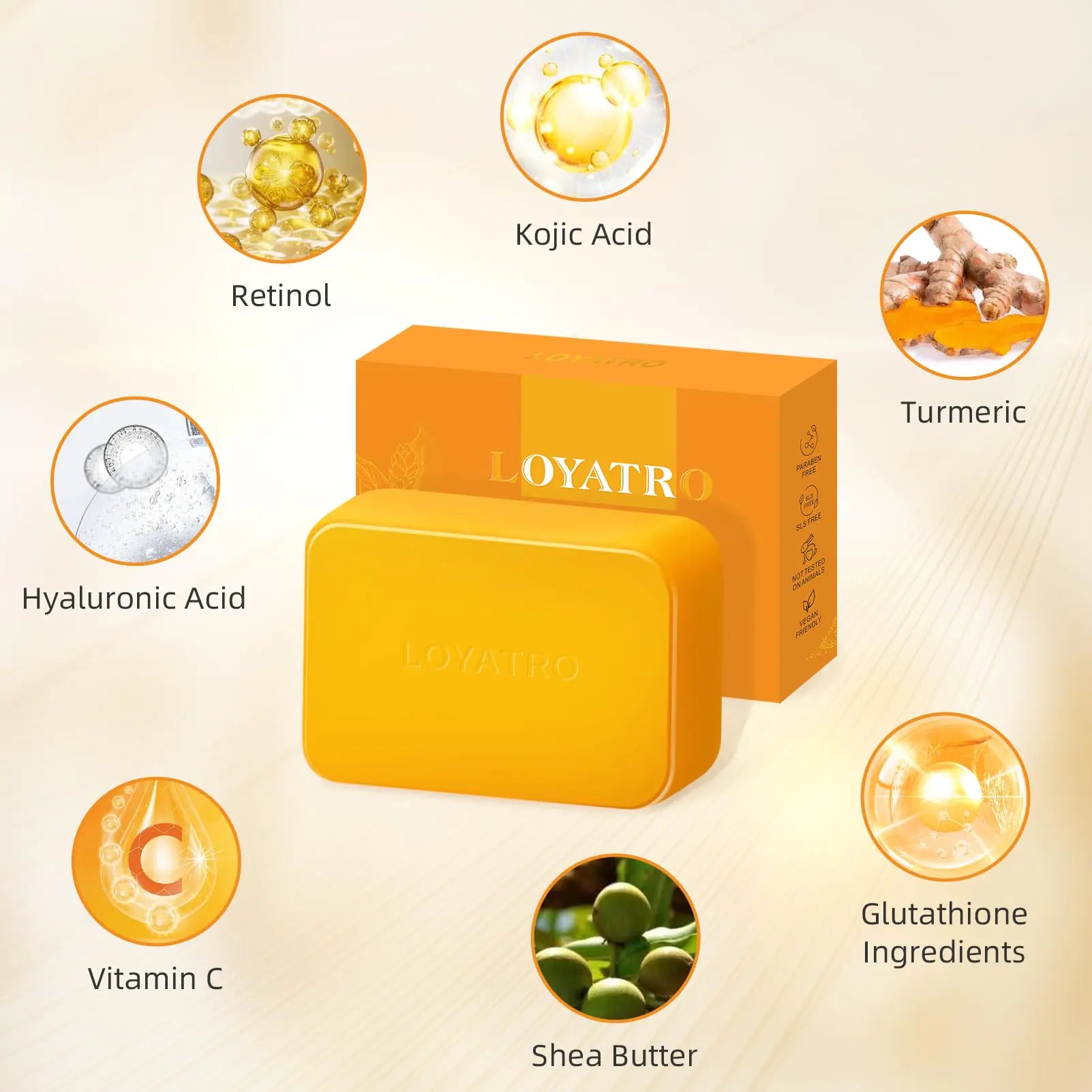 LOYATRO Turmeric Soap for Dark Spots Kojic Acid Turmeric Soap Bar for Face & Body