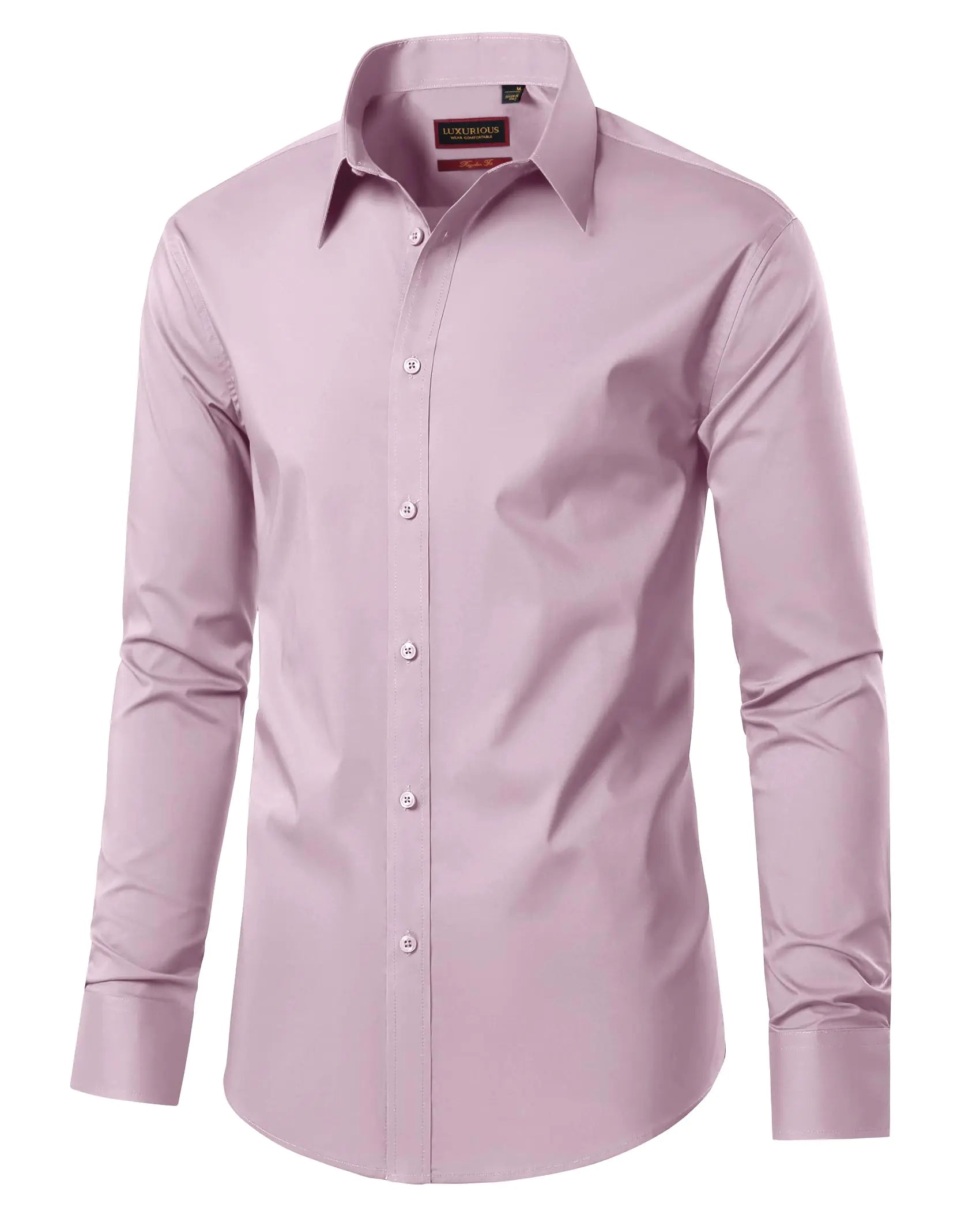 Chemises habillées pour hommes Chemises habillées à manches longues pour hommes Chemise boutonnée en coton Medium Baby Pink