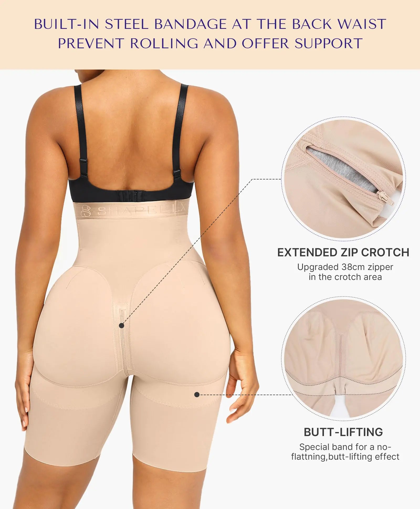 SHAPELLX High-Waisted Tummy Control Shapewear - Butt Lifting Body Shaper Shorts (3X-Large, A2-Beige) - Vivareflex Online