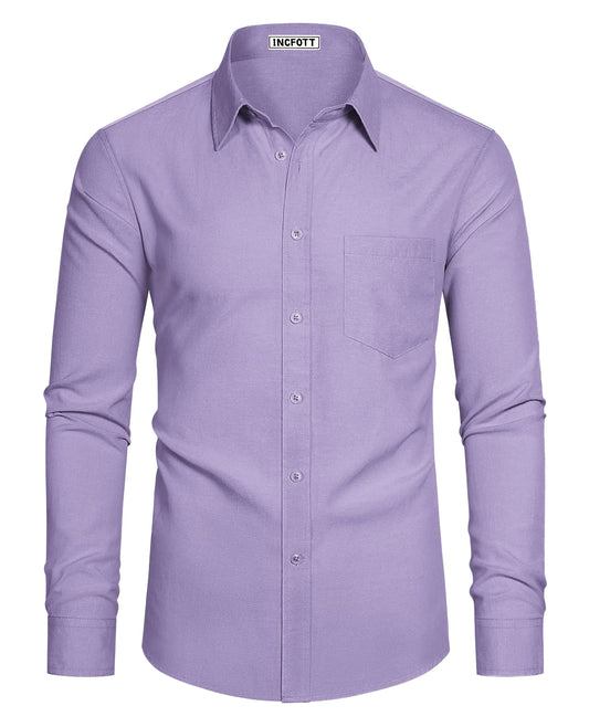 Chemises Oxford pour hommes Chemises boutonnées décontractées à manches longues Chemises Oxford pour hommes Chemises habillées avec poche XL Violet