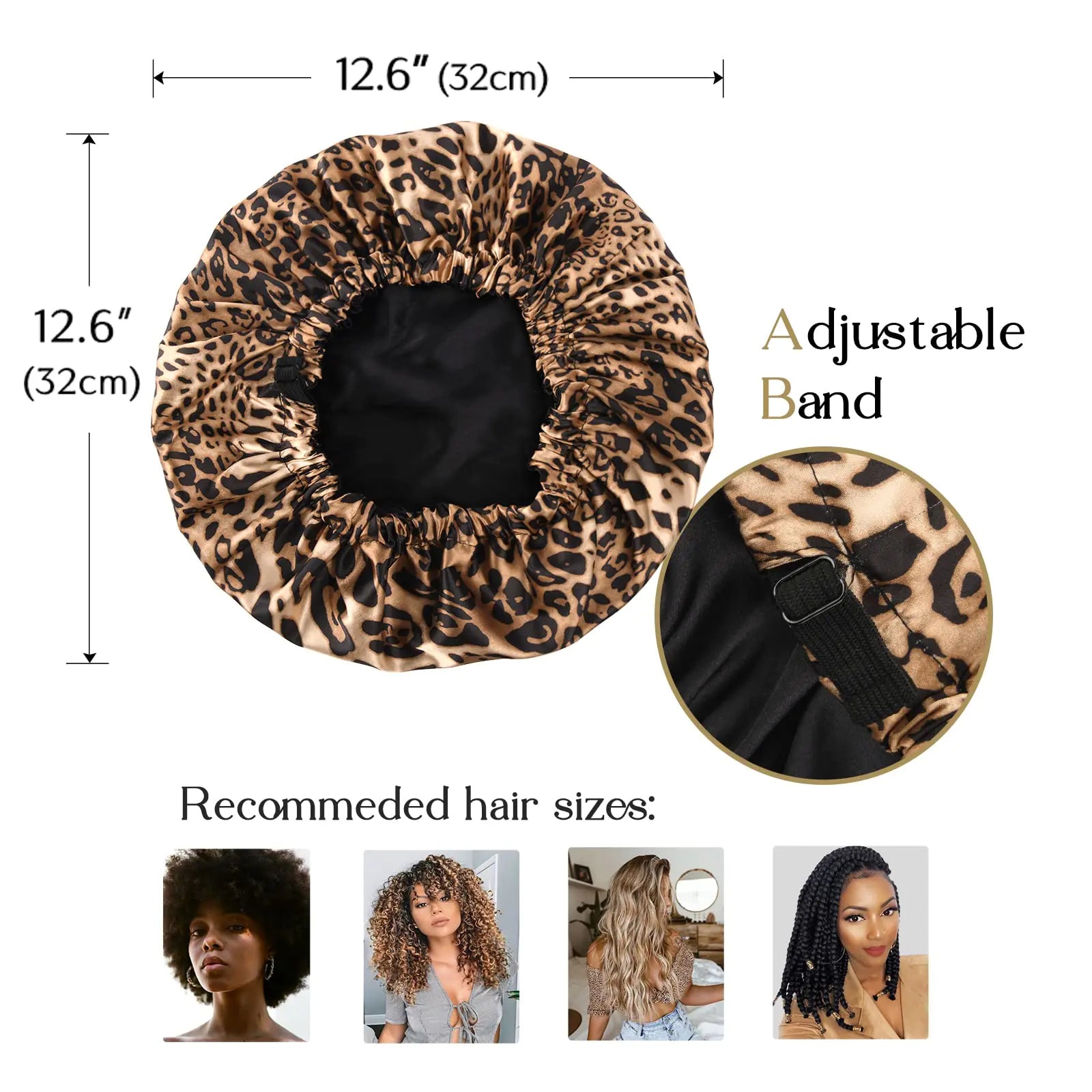 YANIBEST Bonnet en Satin Bonnet en Soie Bonnet Réglable pour Cheveux pour Dormir Bonnets pour Cheveux pour Femmes Cheveux Naturels Bouclés Taille Unique Marron