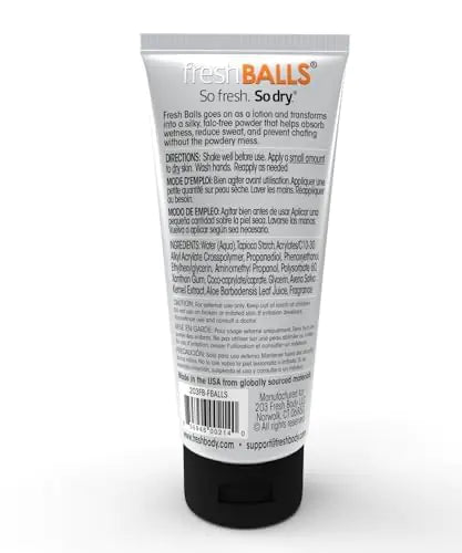 Loción Fresh BALLS: crema calmante antirozaduras en polvo para hombres; desodorante y producto de higiene para la zona de la ingle; la crema antirozaduras original para hombres, 3,4 fl oz (paquete de 1) 