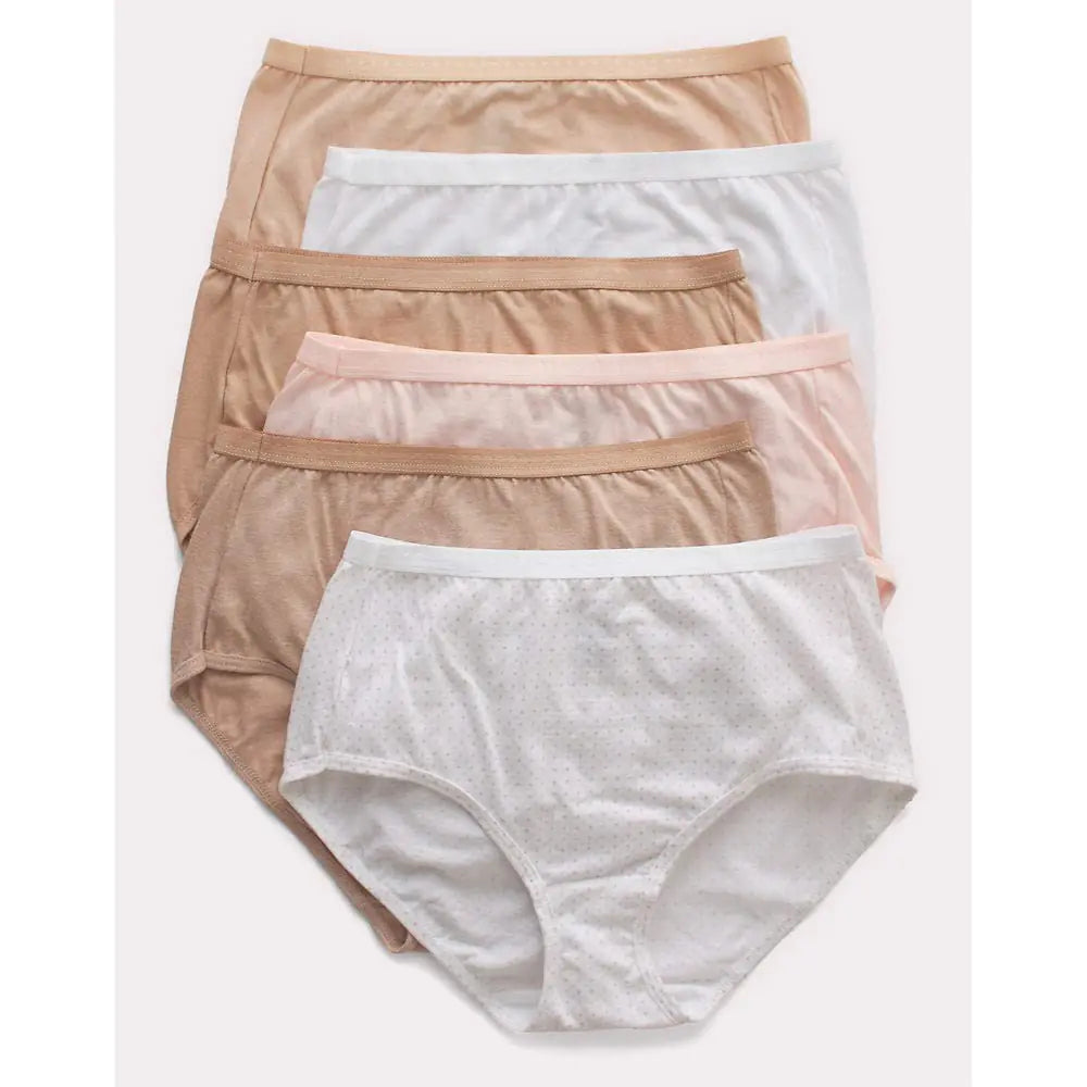 Lot de 6 culottes taille haute pour femmes Hanes, sous-vêtements légers évacuant l'humidité, 9 Taupe/Wht/Lt Buff/Nude/Nude Hthr/Dot Prt