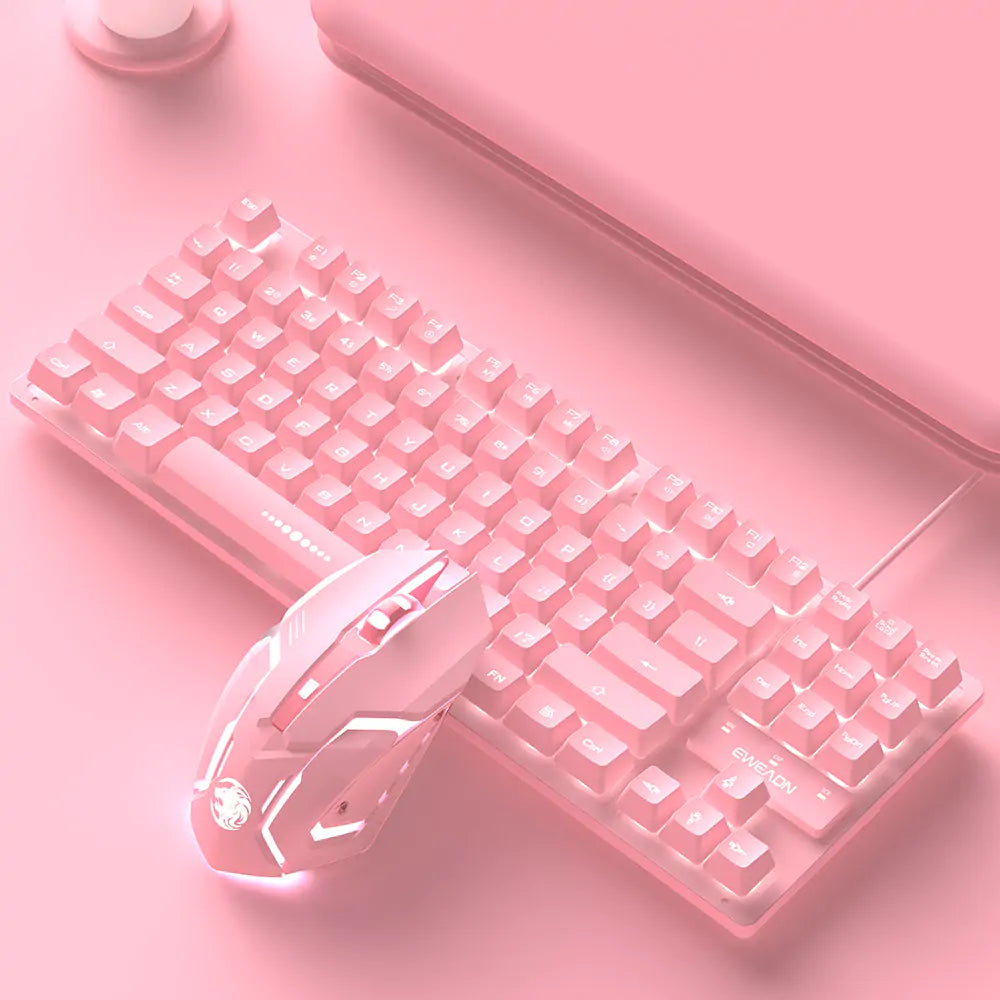 Cute Pink Wired Keyboard and Mouse Set - Vivareflex Online