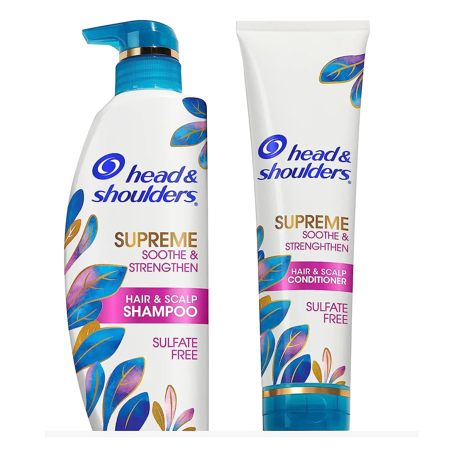 Champú y acondicionador sin sulfatos Head & Shoulders Supreme para el tratamiento del cuero cabelludo seco y la caspa, suaviza y fortalece con aceite de argán y esencia de rosa, 21,2 onzas líquidas 