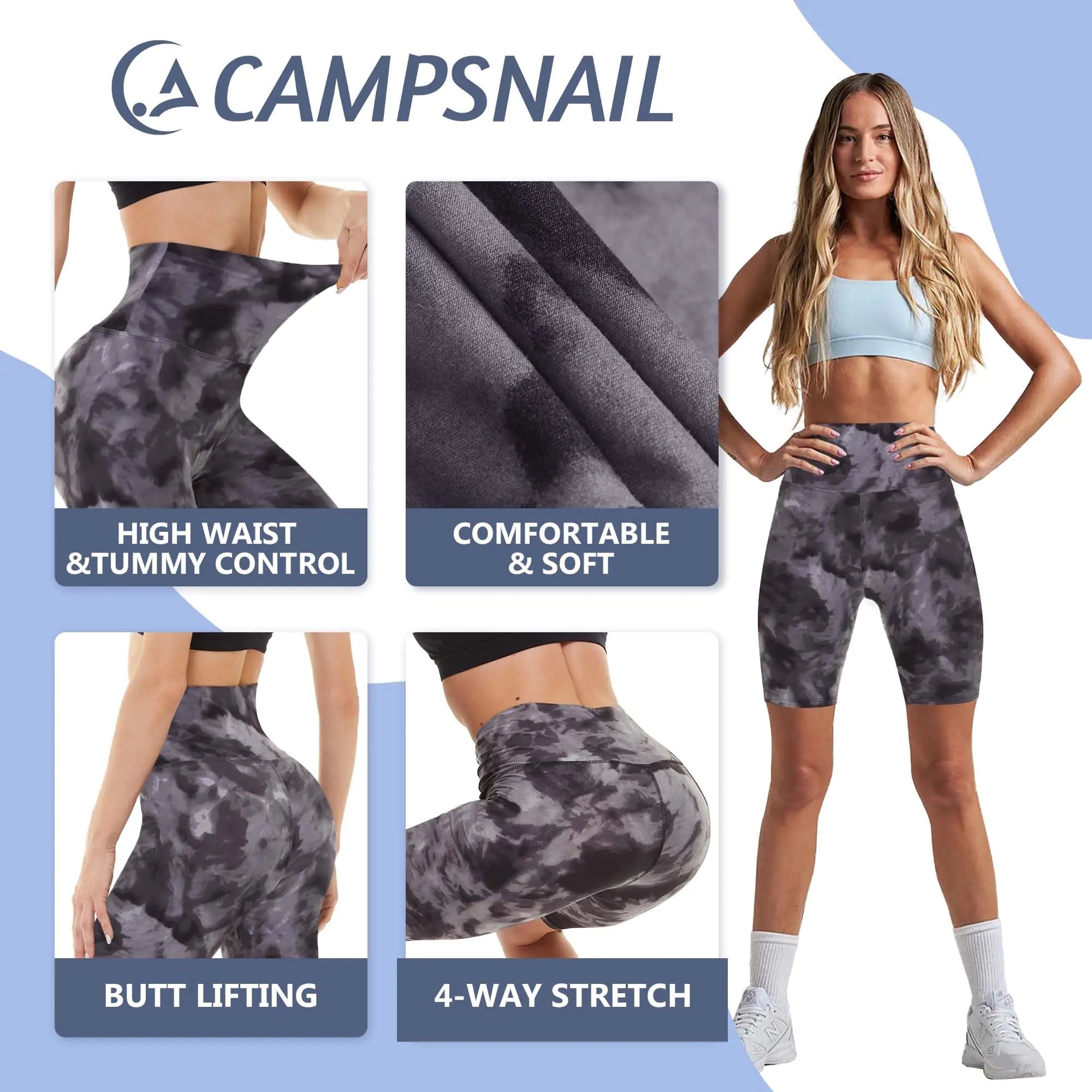 CAMPSNAIL Workout Biker Shorts for Women - High Waisted Tummy Control Spandex Booty Volleyball Shorts for Yoga & Dance - Vivareflex Online