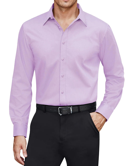 Chemises habillées pour hommes J.VER - Chemise formelle unie à manches longues extensible et antitache