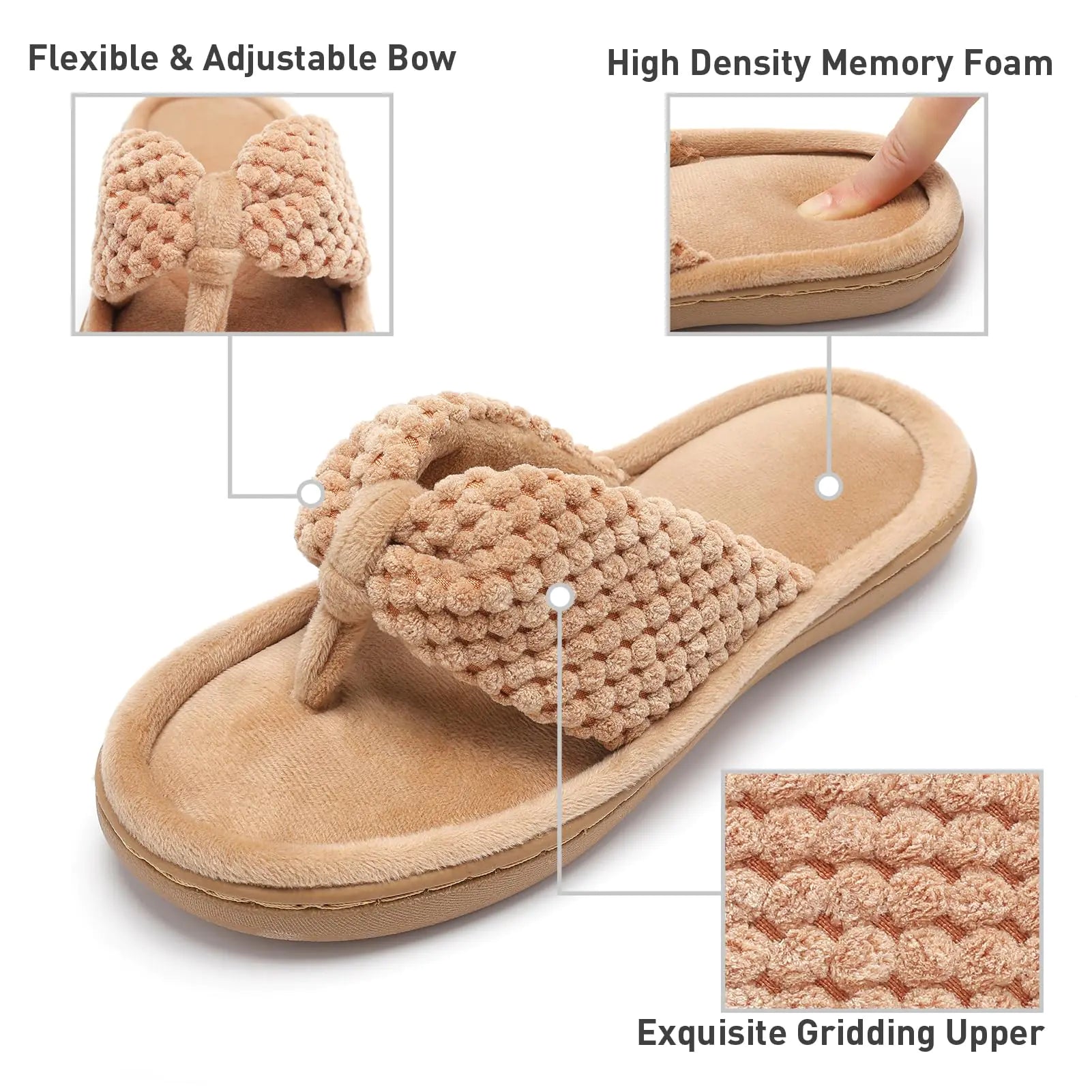 Parlovable Women's Memory Foam Flip Flop Slippers - Breathable & Cozy Open Toe House Shoes with Anti-Skid Rubber Sole - Vivareflex Online