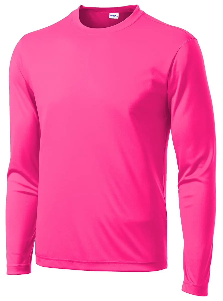 Opna - Camiseta deportiva de manga larga para hombre que absorbe la humedad, talla extra grande, color rosa 