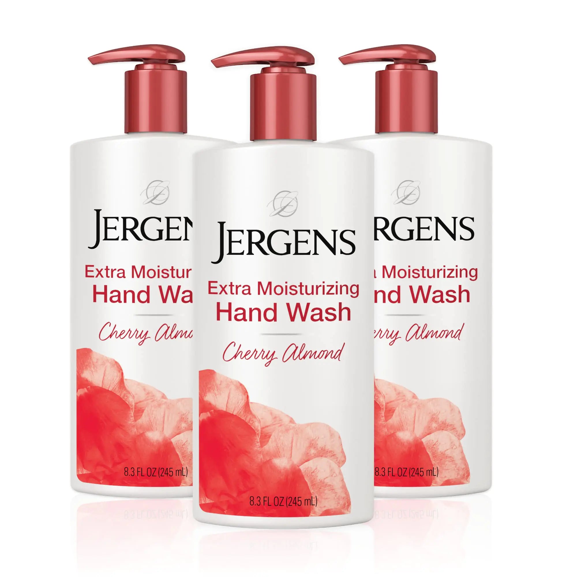 Jabón líquido para manos Jergens Extra Moisturizing, dispensador de jabón líquido para manos con aroma a cereza y almendras de Jergens, lavado de manos para manos secas, 8.3 onzas (paquete de 3) 8.3 fl oz (paquete de 3)