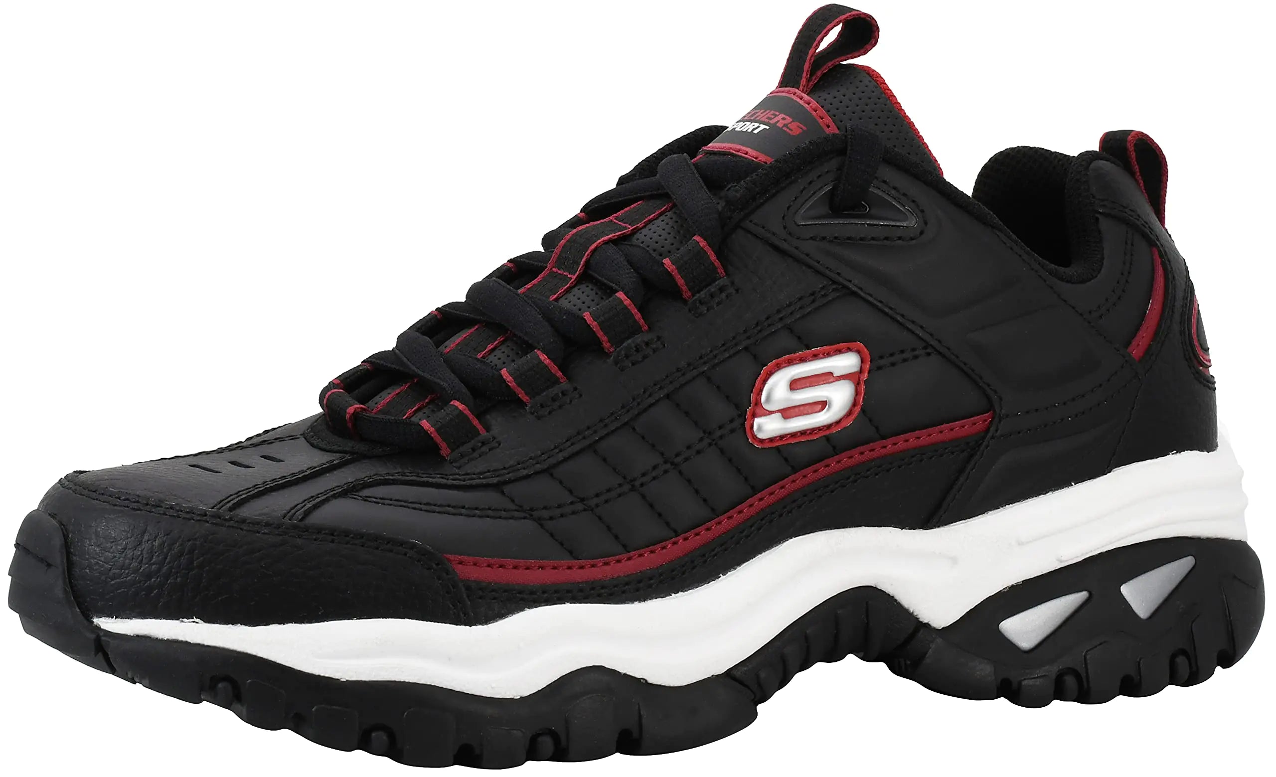 Skechers Men's Energy Afterburn 8 Wide Black/Silver/Red - Vivareflex Online