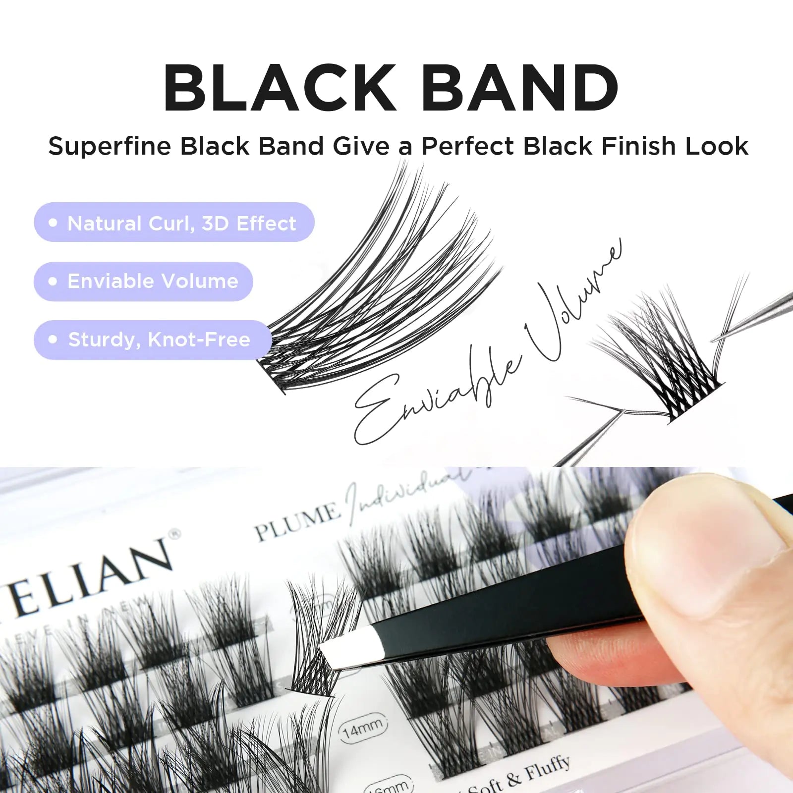 DIY Eyelash Extensions – Individual Cluster Lashes with Super Thin Black Band - Vivareflex Online