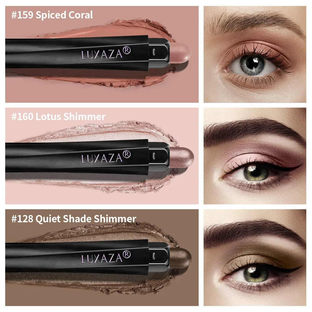 3PCS Neutral Brown & Shimmer Pink Cream Eyeshadow Stick Set – Long-Lasting, Smudge-Proof Eye Brightener Makeup - Vivareflex Online