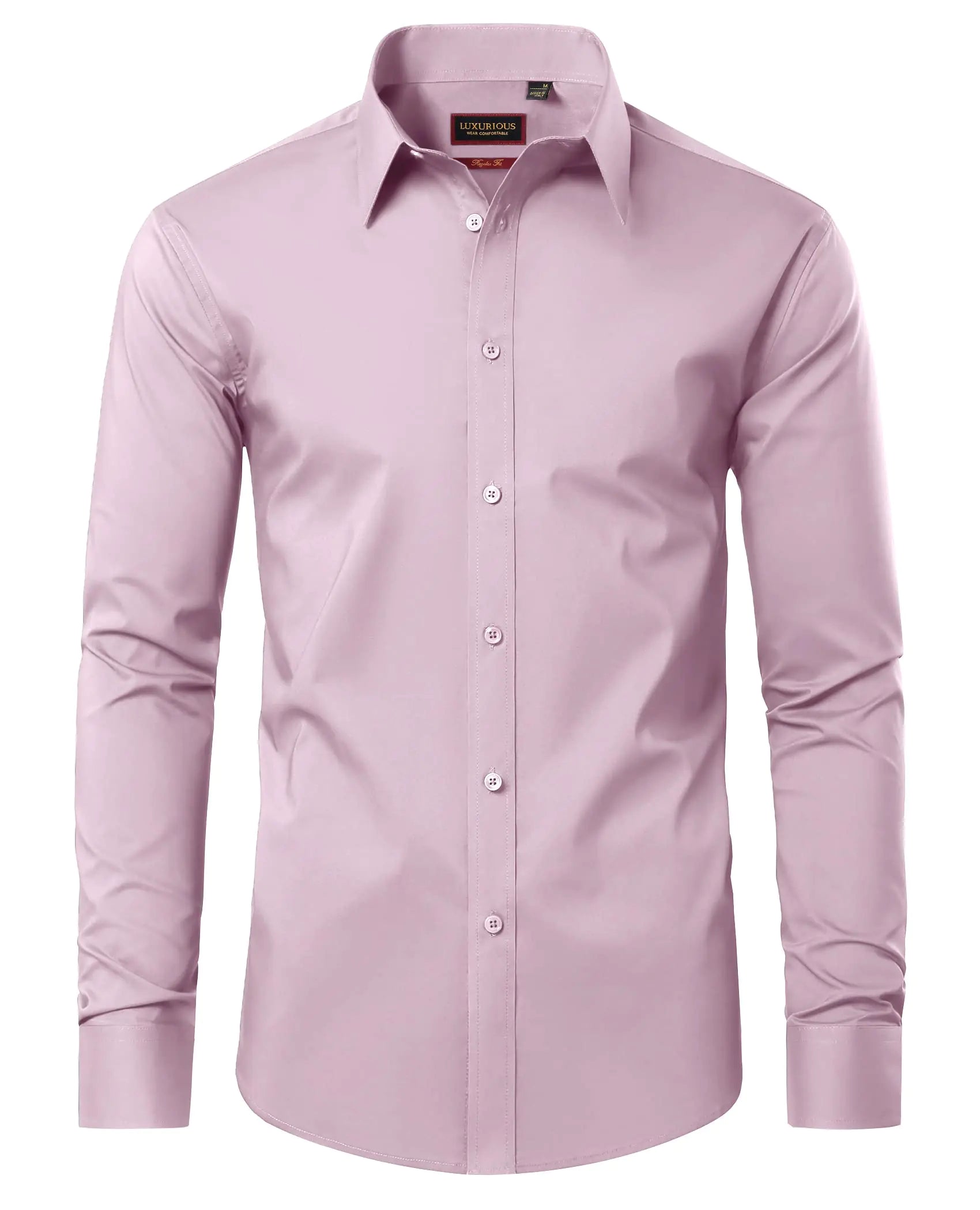 Chemises habillées pour hommes Chemises habillées à manches longues pour hommes Chemise boutonnée en coton Medium Baby Pink