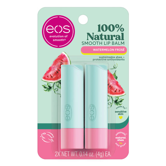 Baume à lèvres 100 % naturel eos, Watermelon Frosé, hydratation toute la journée, produits de soin des lèvres, 0,14 oz, paquet de 2 Watermelon Frosé