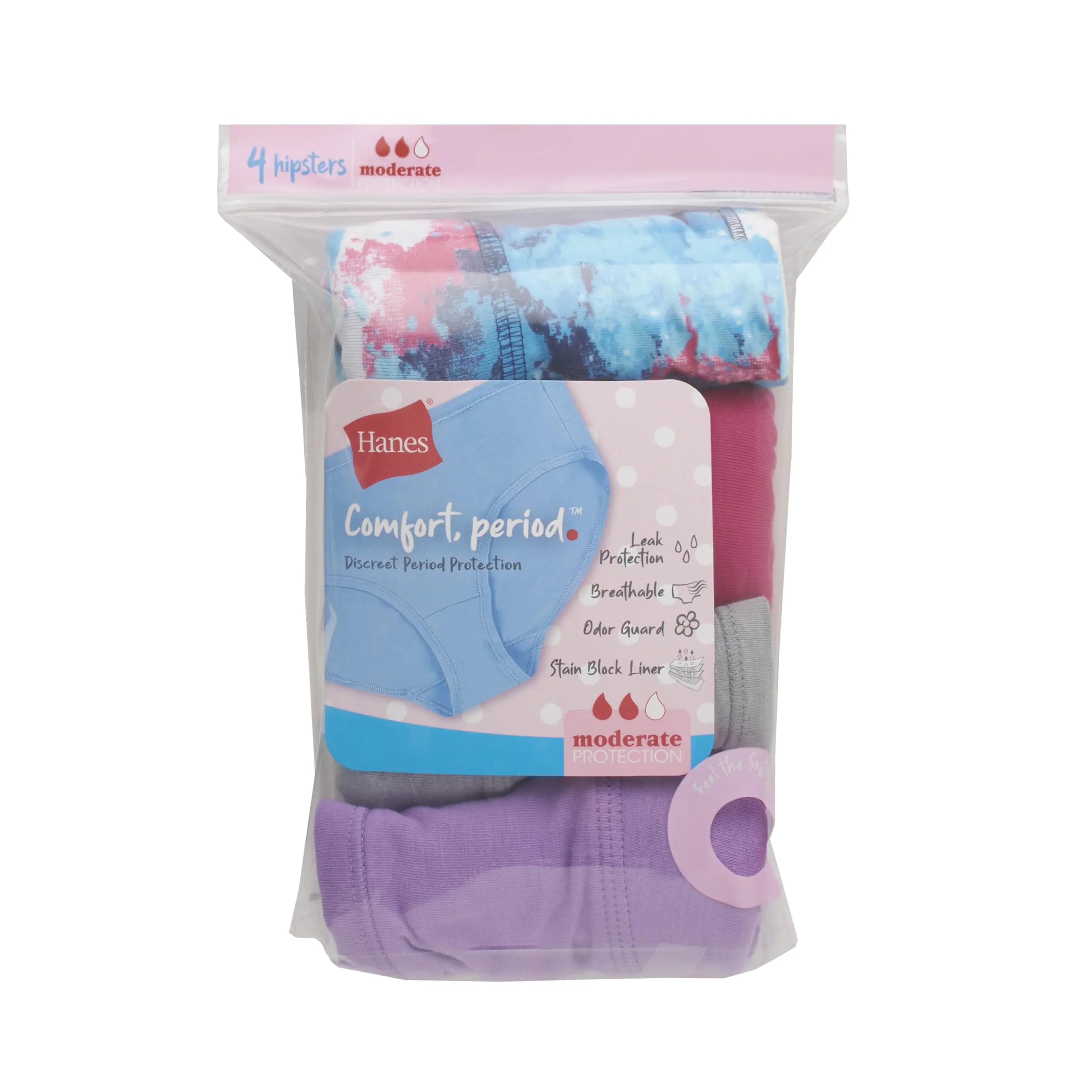 Hanes Girl's Comfort Series Period Underwear, 4-Pack Multi Vivareflex Online