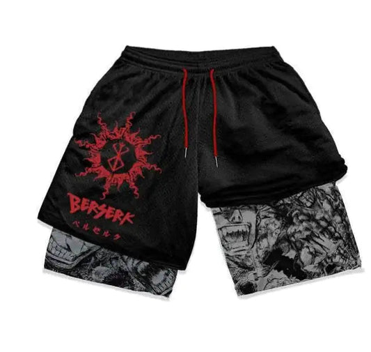 Anime Berserk 2 in 1 Gym Shorts for Men Vivareflex Online