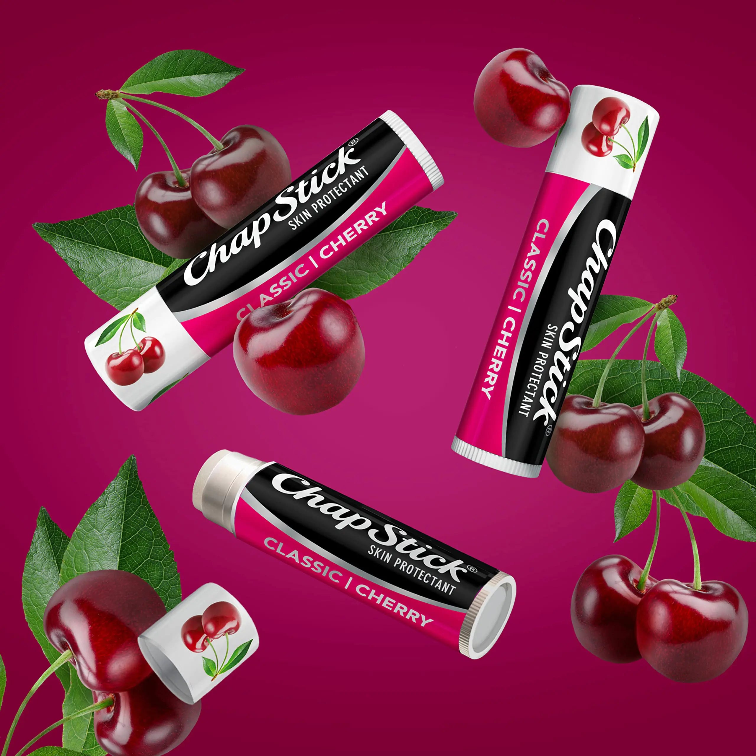 Tubes de baume à lèvres ChapStick Classic Cherry pour le soin des lèvres - 0,15 oz (lot de 3)