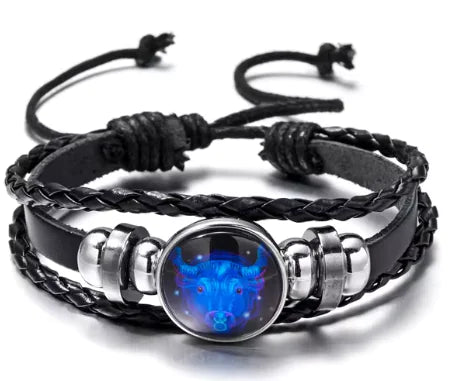 Luminous Zodiac Constellation Braided Couples Leather Bracelet for Men Vivareflex Online