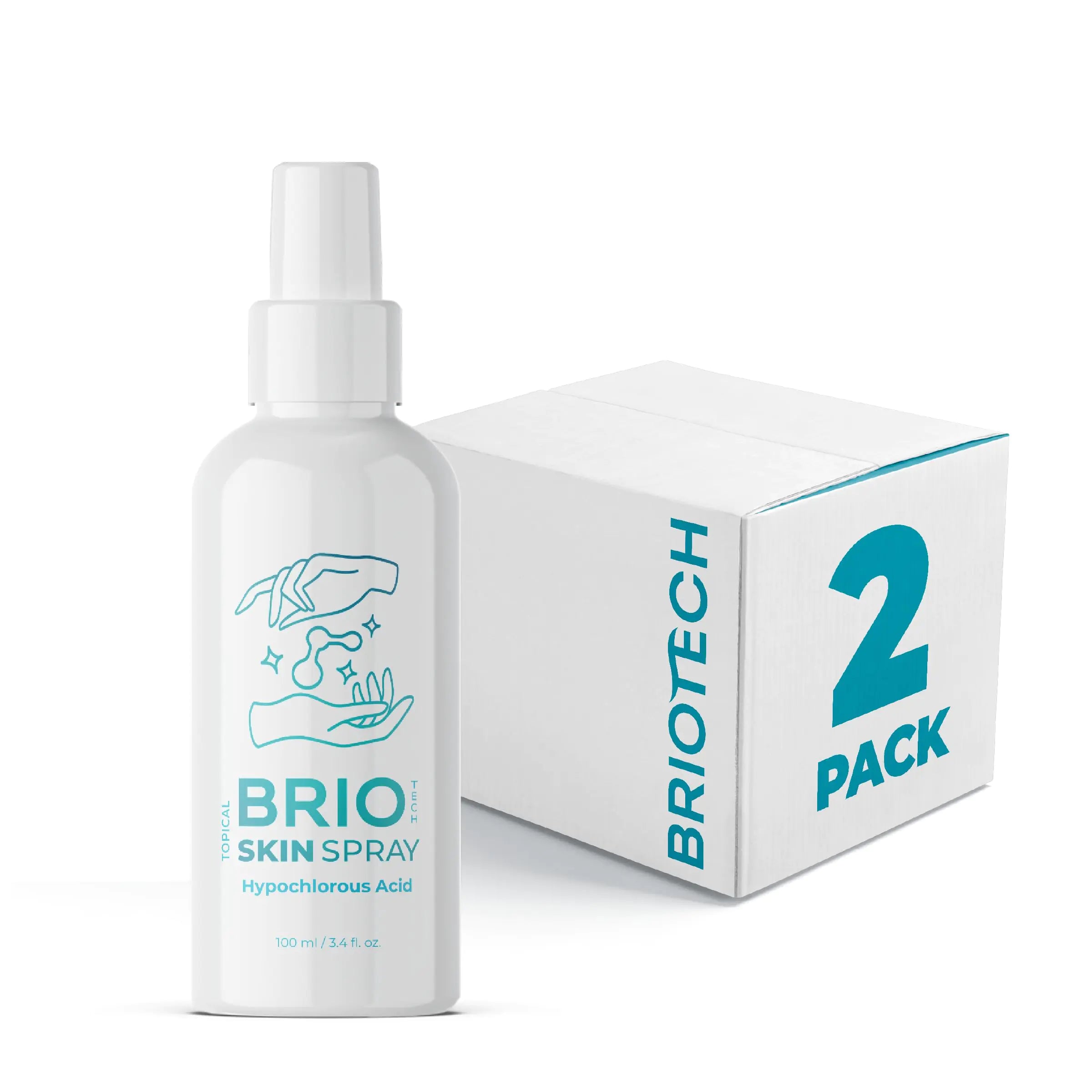 BRIOTECH Topical Skin Spray – Hypochlorous Acid for Face & Body, Eyelid Cleanser, Foot & Scalp Relief, 1 Liter Refill (33.8 Fl Oz)