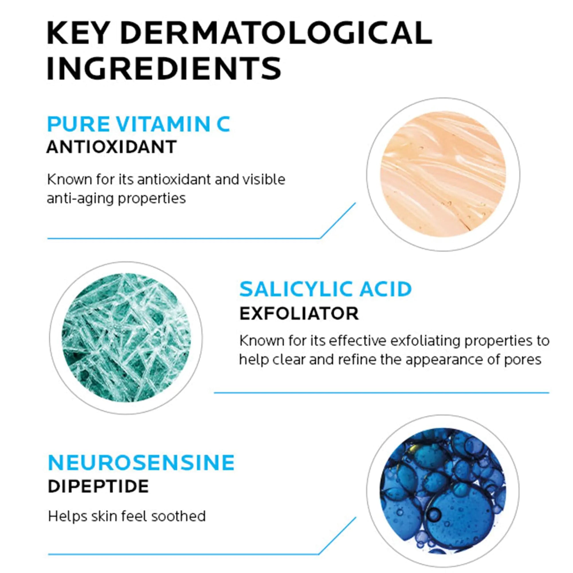 Sérum visage à la vitamine C pure de La Roche-Posay avec acide hyaluronique et acide salicylique, sérum visage anti-âge pour les rides et la texture irrégulière de la peau pour éclaircir et lisser visiblement. Convient aux peaux sensibles