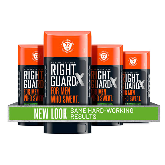 Desodorante y antitranspirante sólido invisible Right Guard Xtreme Defense, control de olores durante 72 horas, aroma refrescante, 2,6 oz (4 unidades) Barra de 2,6 oz (paquete de 4)