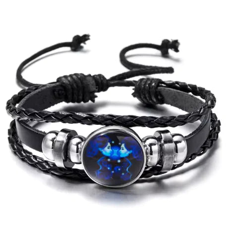 Luminous Zodiac Constellation Braided Couples Leather Bracelet for Men Vivareflex Online