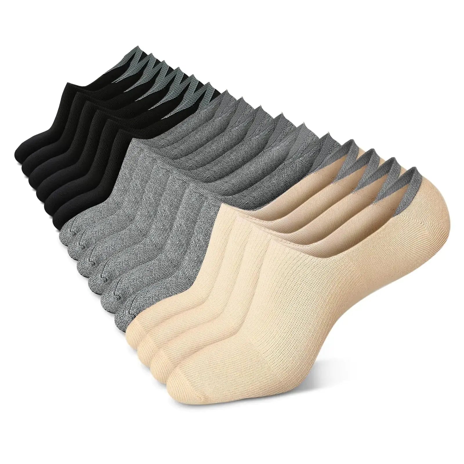 wernies No Show Socks Women Low Socks Non Slip Flat Boat Line 4/8 Pairs 8-11 8 Pairs_black_002 - Vivareflex Online