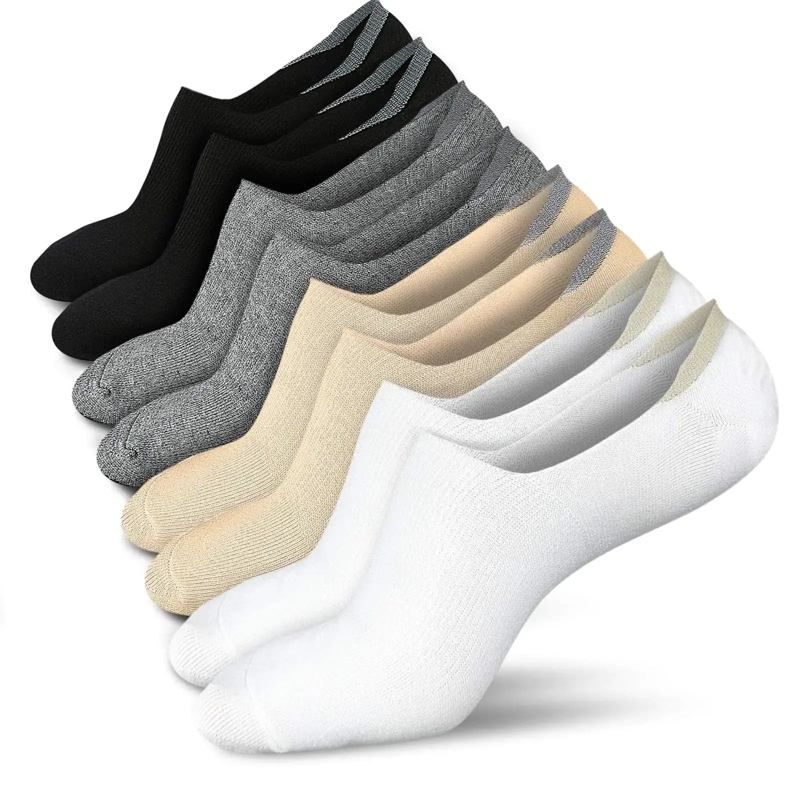 wernies No Show Socks Women Low Socks Non Slip Flat Boat Line 4/8 Pairs 8-11 8 Pairs_black_002 - Vivareflex Online