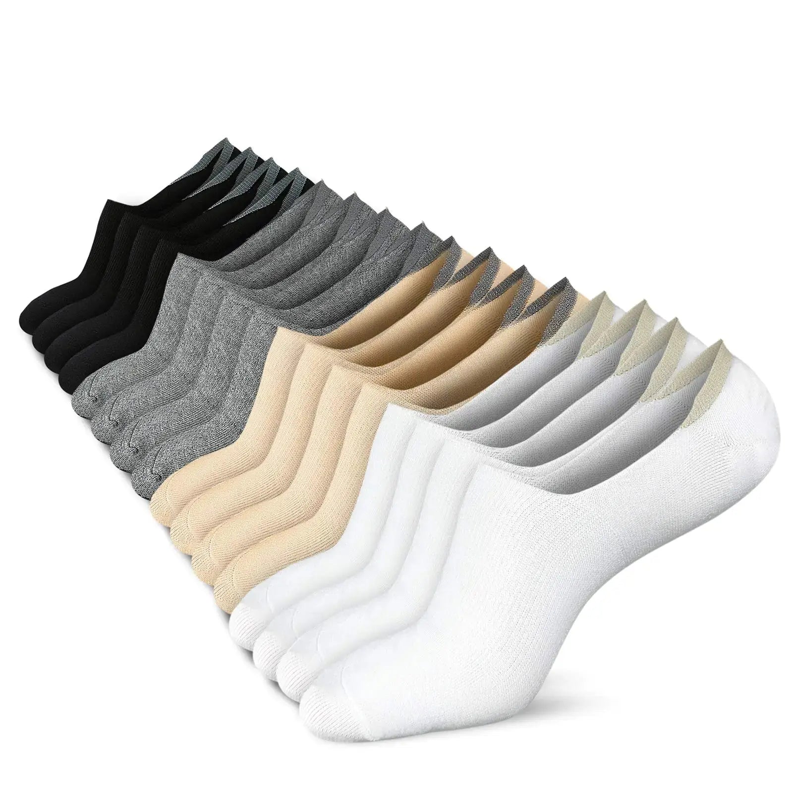 wernies No Show Socks Women Low Socks Non Slip Flat Boat Line 4/8 Pairs 8-11 8 Pairs_black_002 - Vivareflex Online
