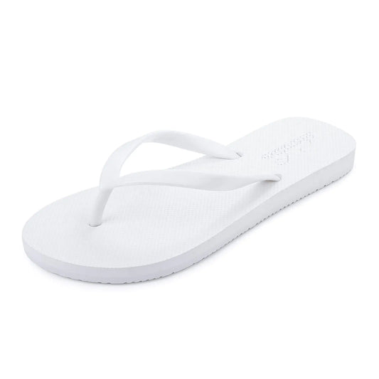 shevalues Slim Flip Flops for Women Beach Rubber Shower Shoes Basic Thong Sandals 5.5-6 White - Vivareflex Online