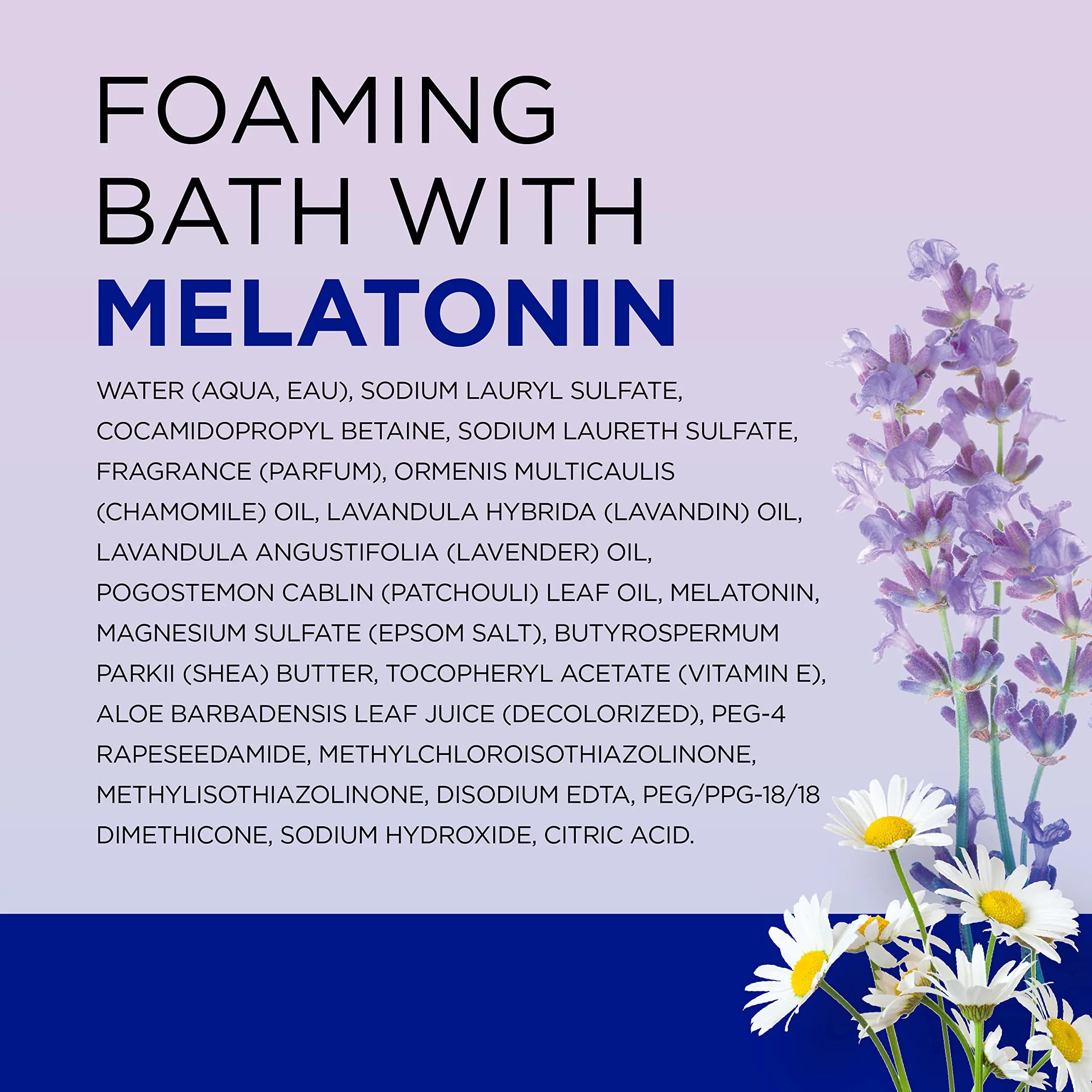 Baño espumoso con sal de Epsom pura del Dr. Teal, mezcla para dormir con melatonina, aceites esenciales de lavanda y manzanilla, 34 onzas líquidas (paquete de 4) (el empaque puede variar) 