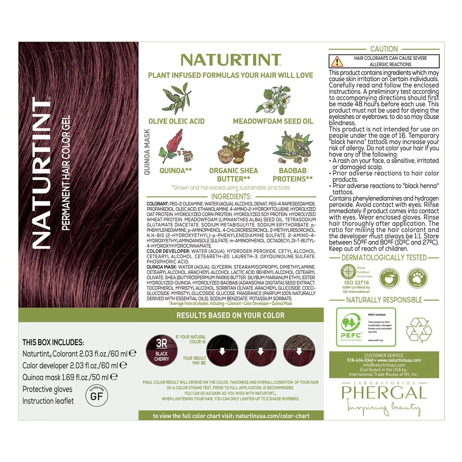 Coloration permanente pour cheveux Naturtint 3R Black Cherry (lot de 1), sans ammoniaque, végétalien, sans cruauté, jusqu'à 100 % de couverture des cheveux gris, résultats longue durée (l'emballage peut varier)