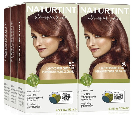 Naturtint Permanent Hair Color 5c Light Copper Chestnut (Pack of 6) - Up to 100% Gray Coverage