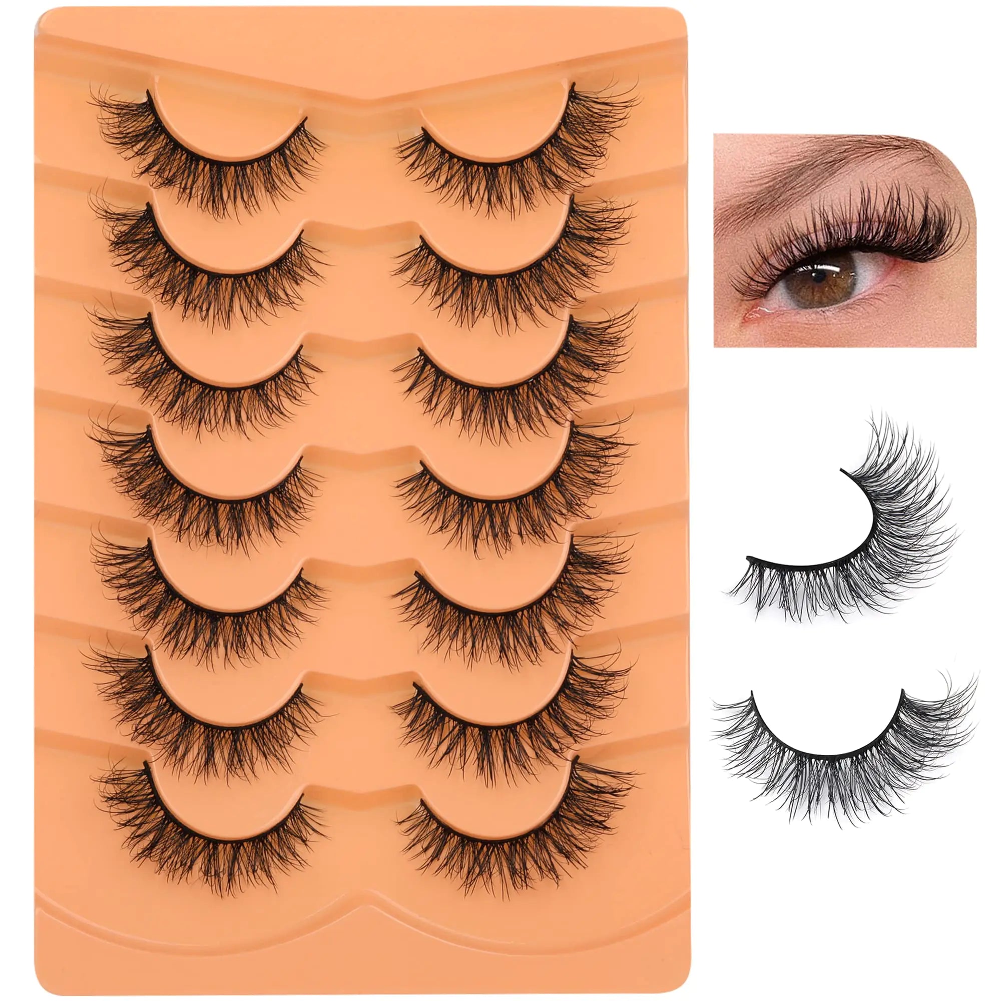 Pestañas de visón Pestañas postizas de aspecto natural Pestañas planas tenues Pestañas postizas esponjosas que parecen extensiones Pestañas postizas ALPHONSE de 16 mm Paquete B2-Wispy