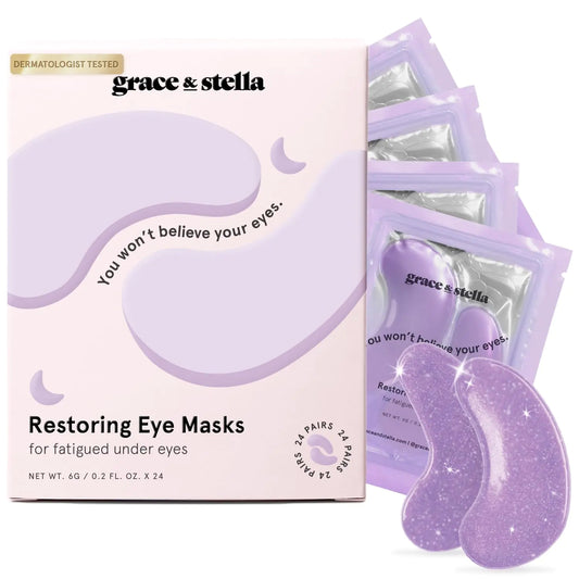 grace & stella Restoring Purple Eye Masks - Dermatologist Tested Eye Treatment Gels Cruelty-Free