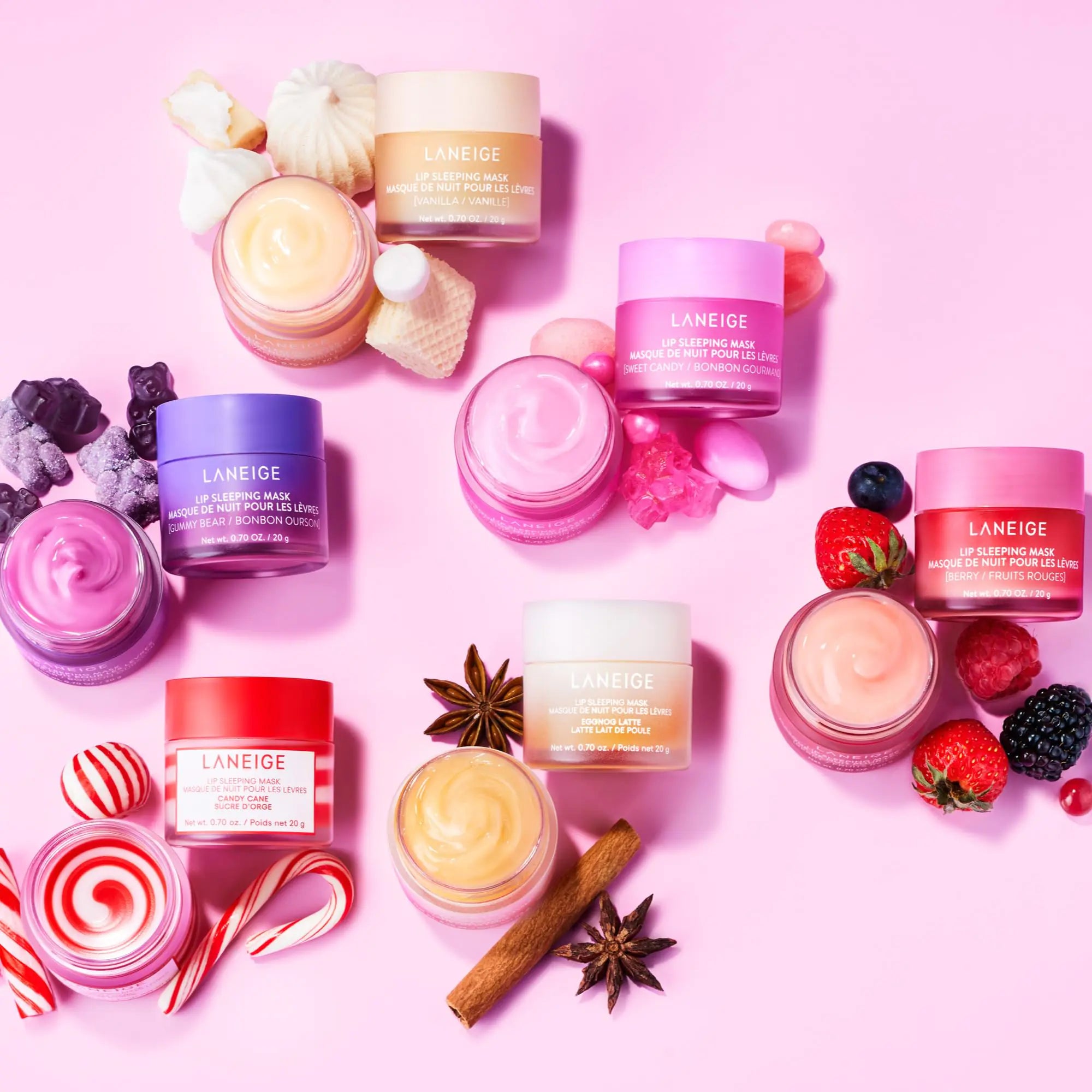 LANEIGE Lip Sleeping Mask: Nourish, Hydrate, Vitamin C, Murumuru & Shea Butter, Antioxidants, Flaky, Dry Lips Candy Cane Swirl - Vivareflex Online