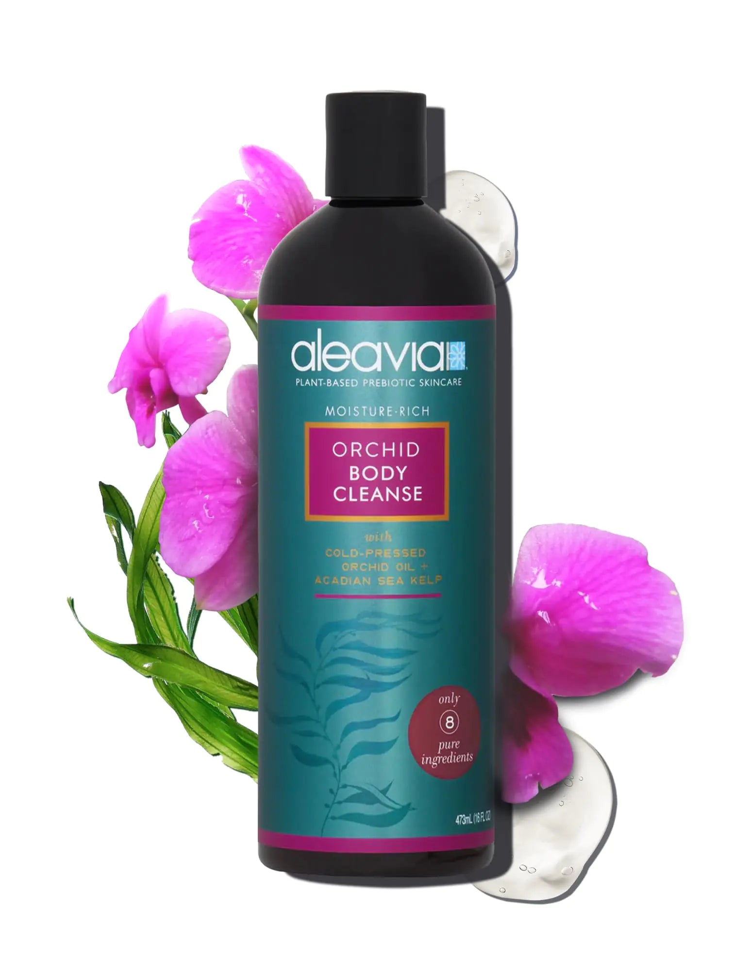 Aleavia Body Cleanse – Gel de baño prebiótico orgánico y totalmente natural con aceite de orquídea puro prensado en frío – Nutre el microbioma de tu piel – 16 oz 