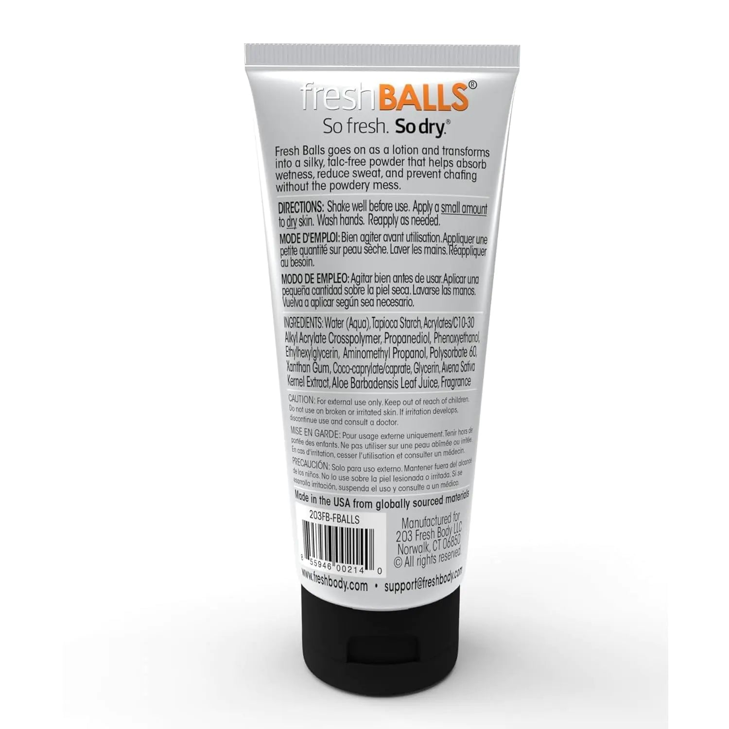 Loción Fresh BALLS: crema calmante antirozaduras en polvo para hombres; desodorante y producto de higiene para la zona de la ingle; la crema antirozaduras original para hombres, 3,4 fl oz (paquete de 1) 