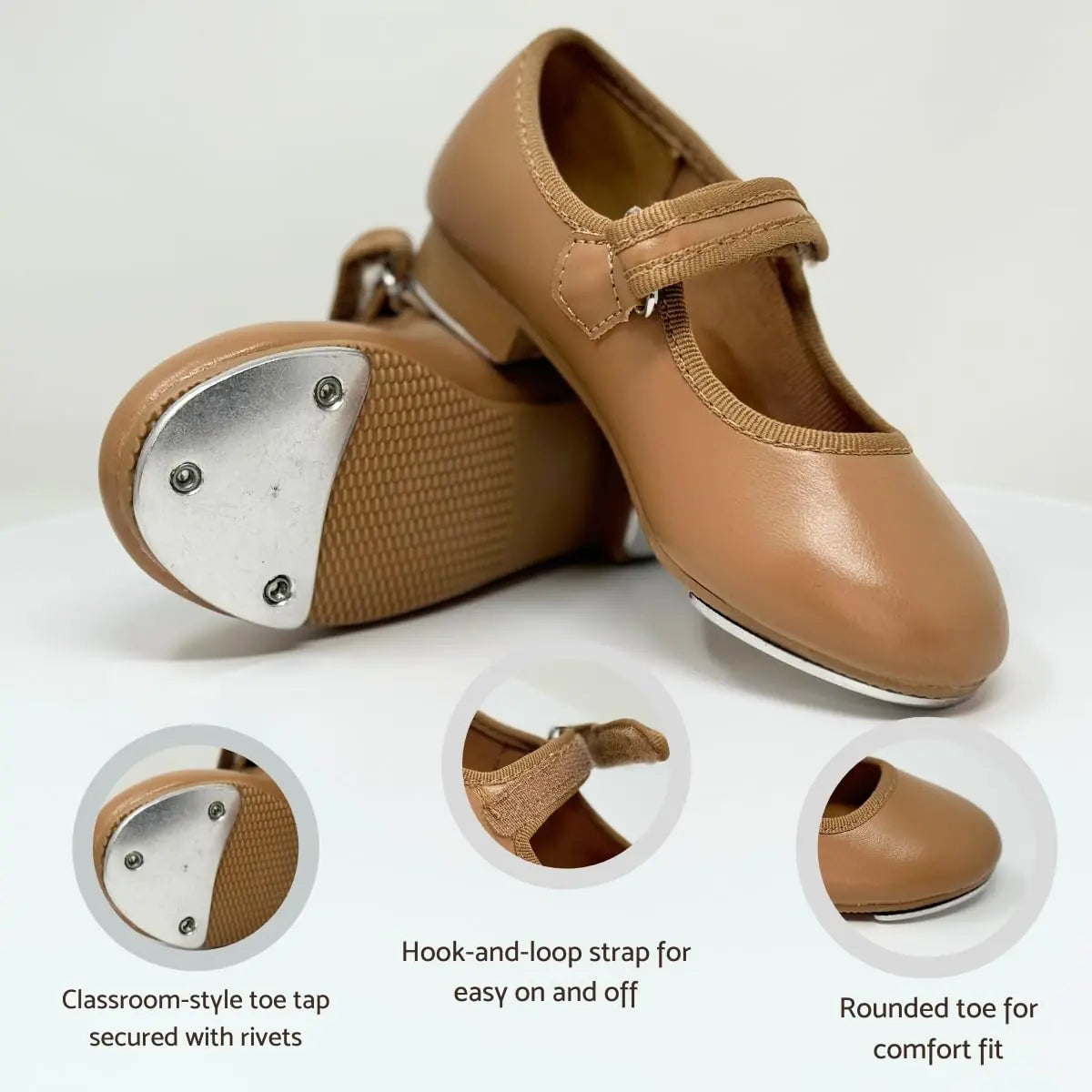 Dance Class Unisex-Child Molly Jane Tap Shoe Mary Flat Caramel 11 Little Kid - Vivareflex Online