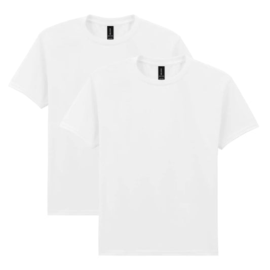 T-shirt en coton épais Gildan Youth, modèle G5000B, lot de 2, taille XL, blanc