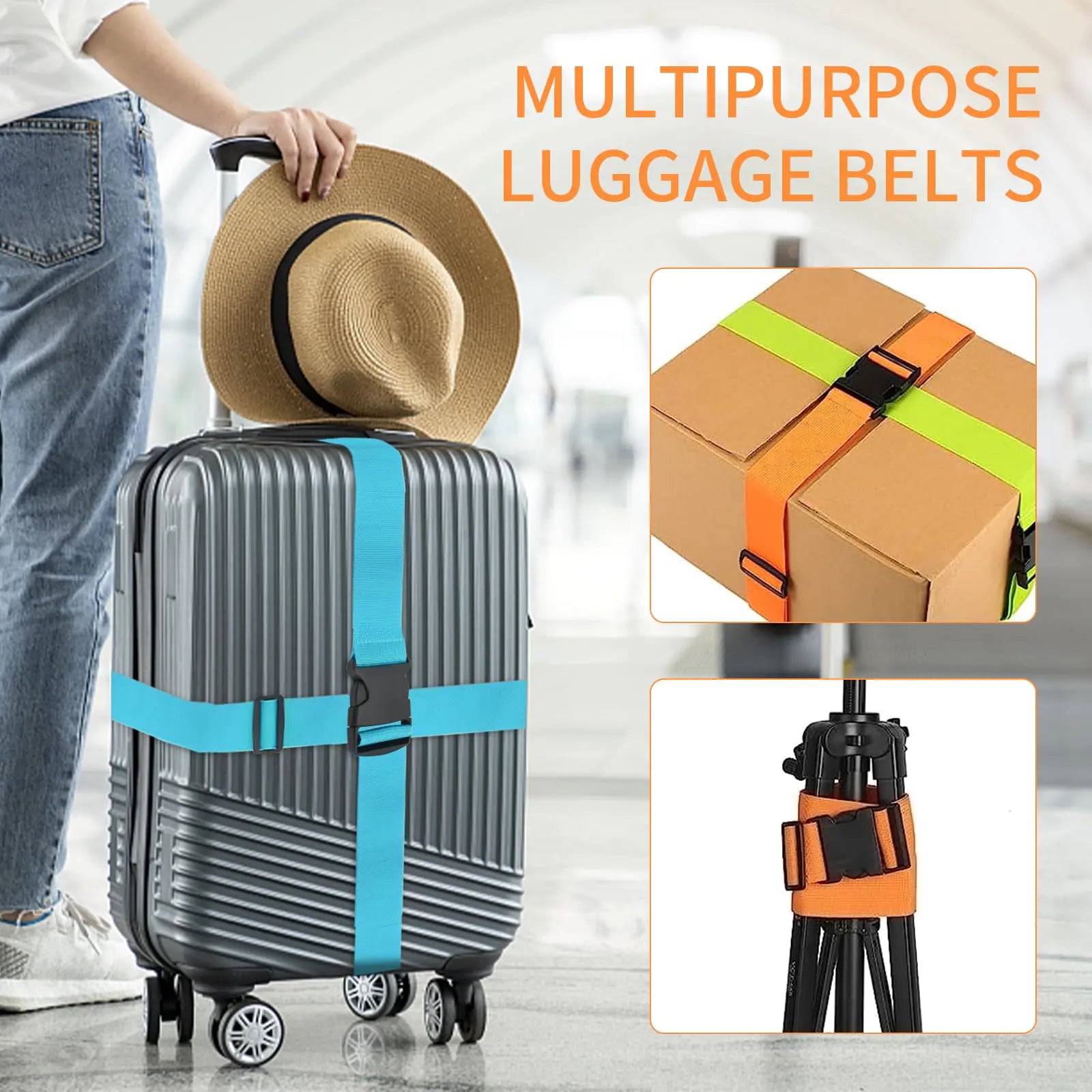 BILIONE Lot de 4 sangles de bagage de 200 cm de long pour maintenir la valise en sécurité pendant le voyage, approuvées par la TSA. Ajoutez un accessoire de qualité supérieure pour la fermeture du sac de voyage (4 pièces arc-en-ciel) 4 pièces arc-en-ciel