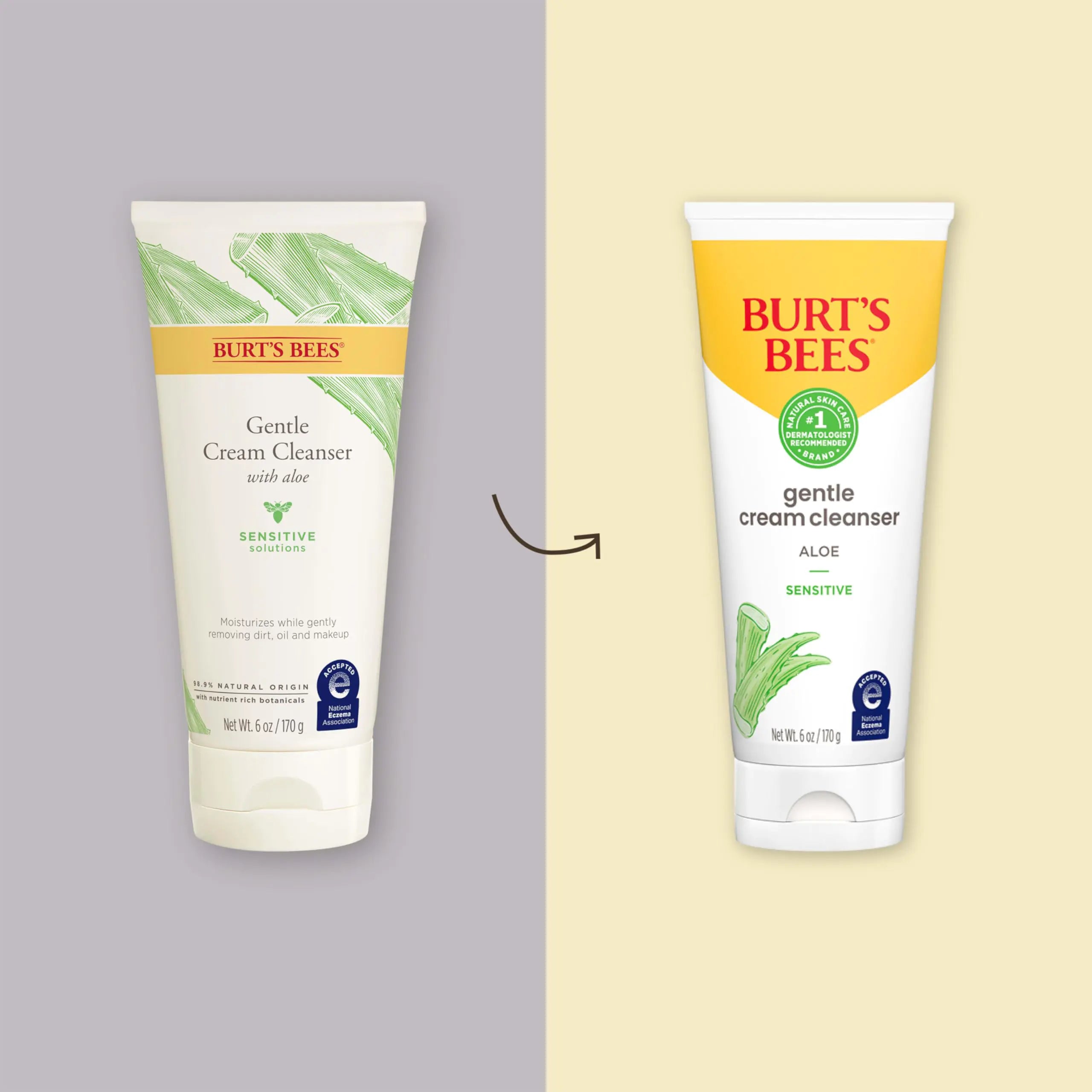 Crème nettoyante douce Burt's Bees à l'aloès pour peaux sensibles, 98,9 % d'origine naturelle, 6 onces Aloe Vera 6 onces (paquet de 1)