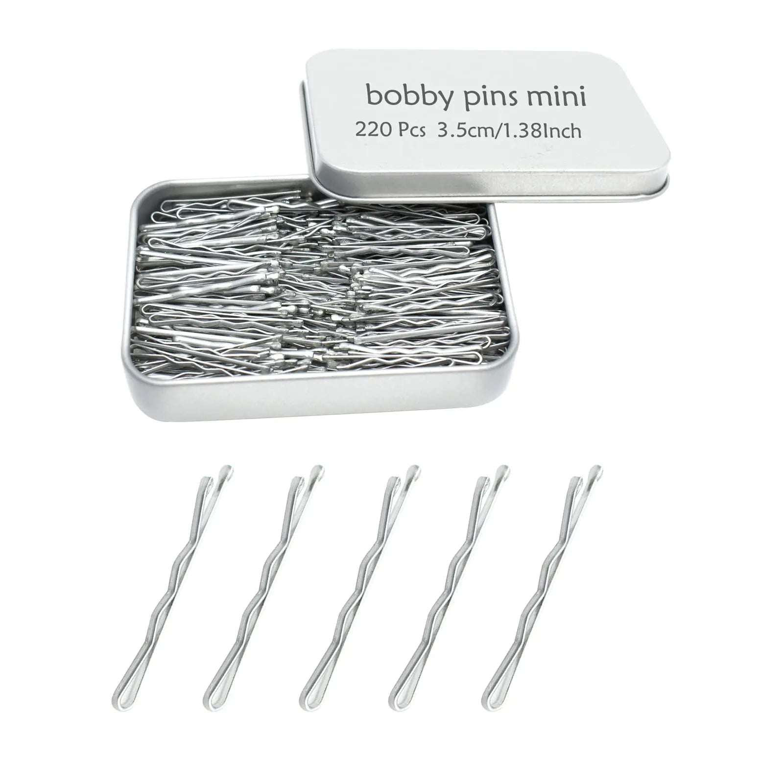 220 Ct Mini Silver Gray Bobby Pins with Metal Box – YINGFENG 1.38 Inch Premium Hair Pins for Kids, Girls, and Women - Vivareflex Online