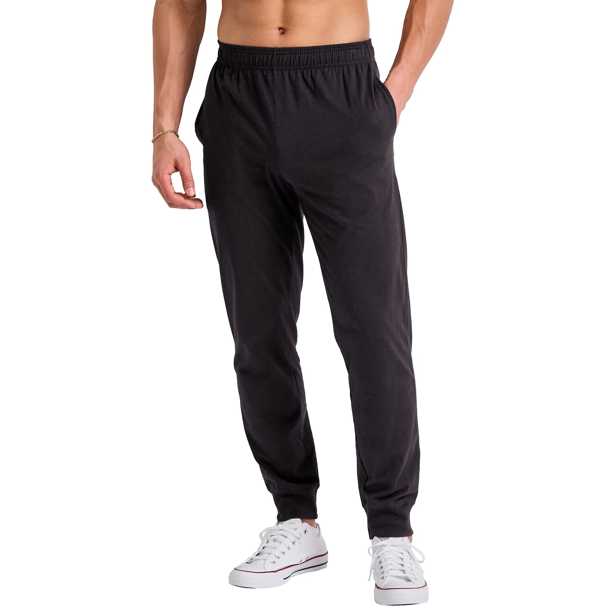 Pantalon de jogging en coton Hanes Originals, pantalon de survêtement en jersey pour homme avec poches, entrejambe de 30 pouces, grand noir