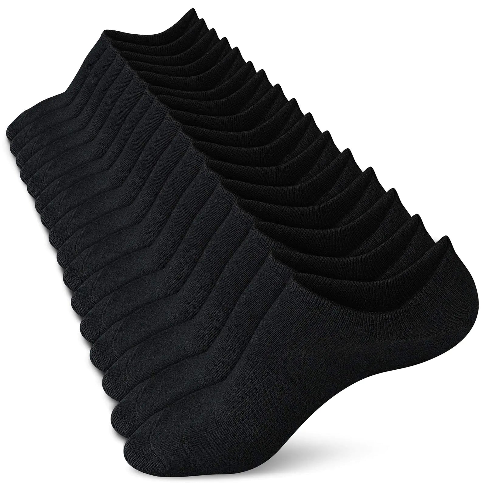 Chaussettes invisibles wernies pour femmes, chaussettes basses antidérapantes, ligne bateau plate, 4/8 paires, 8-11, 8 paires_noir_002