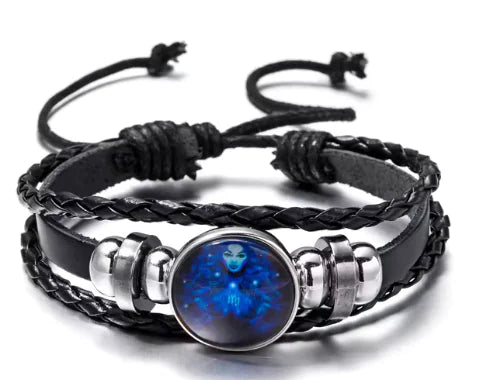 Luminous Zodiac Constellation Braided Couples Leather Bracelet for Men Vivareflex Online