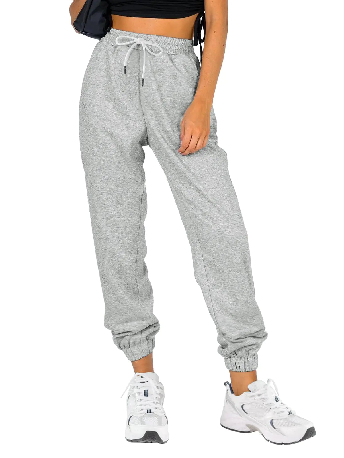 Pantalones deportivos ATHMILE para mujer, holgados, para entrenamiento, para estar en casa, ligeros, cómodos, para invierno y otoño, de cintura alta, color gris, XX-Large 