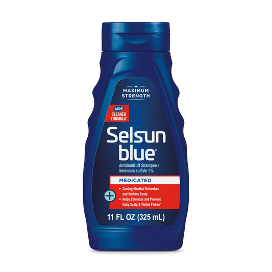 Selsun Blue Shampooing antipelliculaire médicamenteux au menthol, 11 fl. oz., force maximale, sulfure de sélénium 1 % 11 fl. oz (paquet de 1)