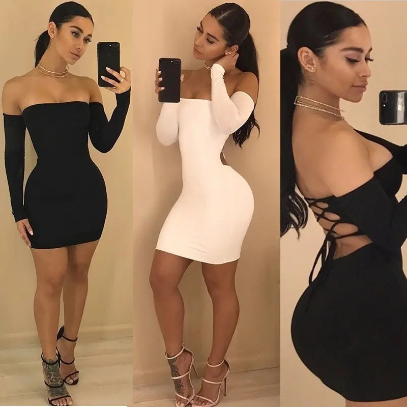 Strapless large women long sleeve backless night club dress women Vivareflex Online